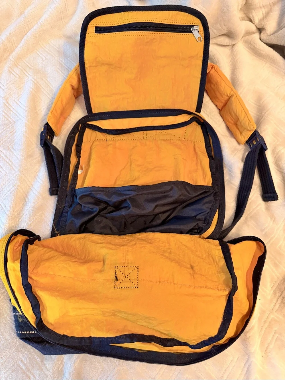 Vintage golden yellow orange Kipling Safety Nylon Backpack